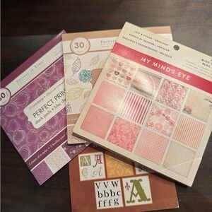 CLEARANCE - lot of 4 scrapbooking paper and stickers set